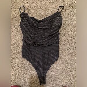 Black and silver Striped small wet seal body suit